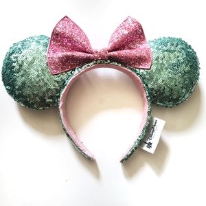 Disneyparks mint and pink minnie mouse ears